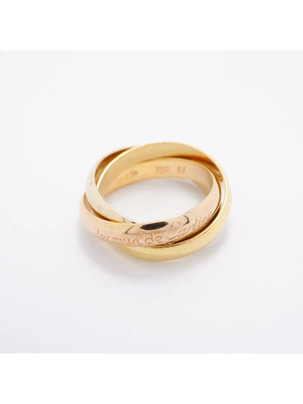 Cartier Ring Trinity Classic Model 18k Yellow Gold 18k White Pink